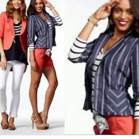 ✨ Linen Nautical Striped Blazer Jacket✨ - Picture 4 of 9